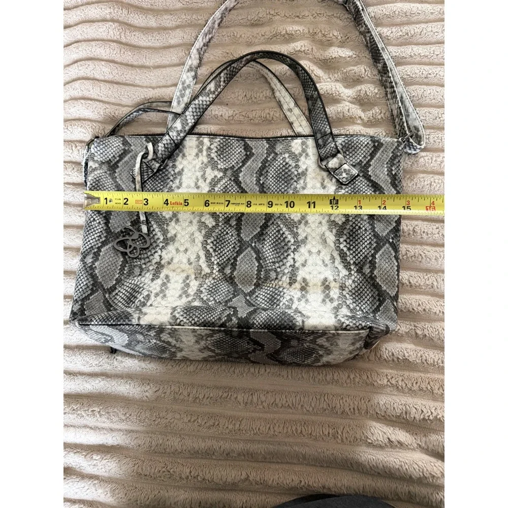 Jessica‎ Simpson Grey Snakeskin Print Tote Bag Crossbody Handbag JS Logo Charm
